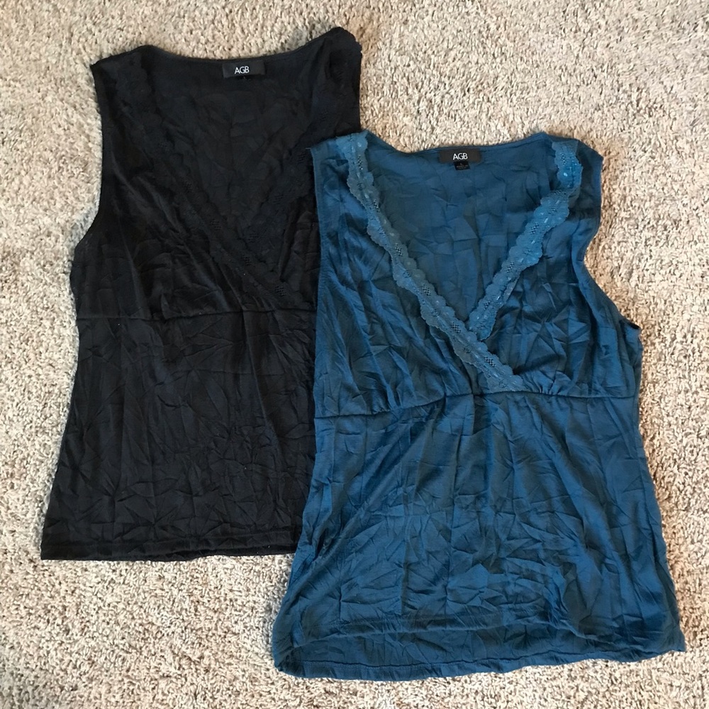 Two AGB Lace Trimmed Tanks